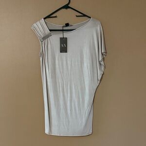 A/X Armani Exchange Silver One-Shoulder Drape Top